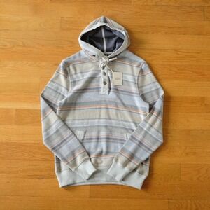 Faherty Campfire Hoodie Sandstone Serape Stripe Pullover Mens Size S NWT